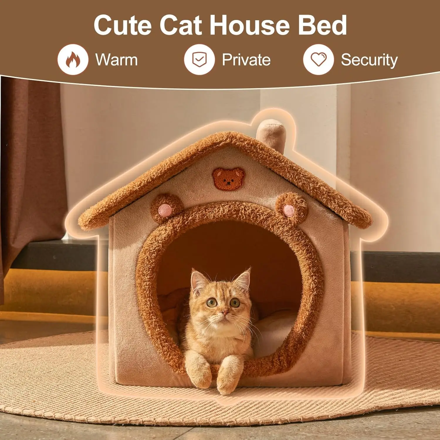 Foldable Pet House Removable Dog Bed Washable Cat House Puppy Kennel Dog Bed Sofa House for Extra Small Dog and Small and Medium