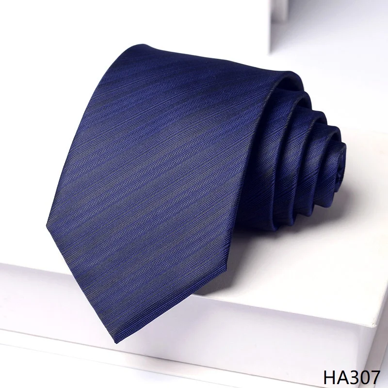 

High Quality Navy Blue Striped Pattern Tie Men's Formal Attire Shirt Accessories Business Banquet 8CM Wide Handmade Knotted Tie