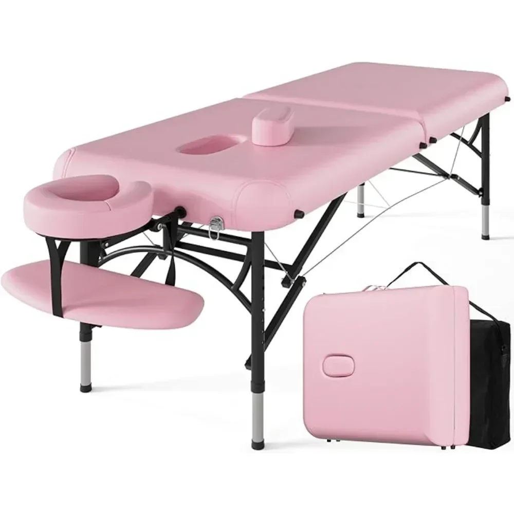 Professional Massage Table Portable 2 Folding Lightweight Facial Salon Spa Tattoo Bed Height Adjustable with Hold Up to 1100LBS