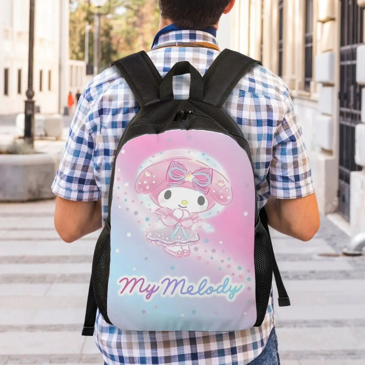 Zaino personalizzato per film di cartoni animati Melody per donna, uomo, scuola, studente universitario, bookbag adatto per borse per film alla moda per laptop da 15 pollici