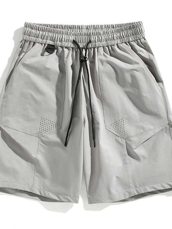 

Men's Summer Ice Silk Qui Dry Thin American Retro Workwear Outdoor Casual Sports orts Loose Straight Leg mid Waist Elasti...