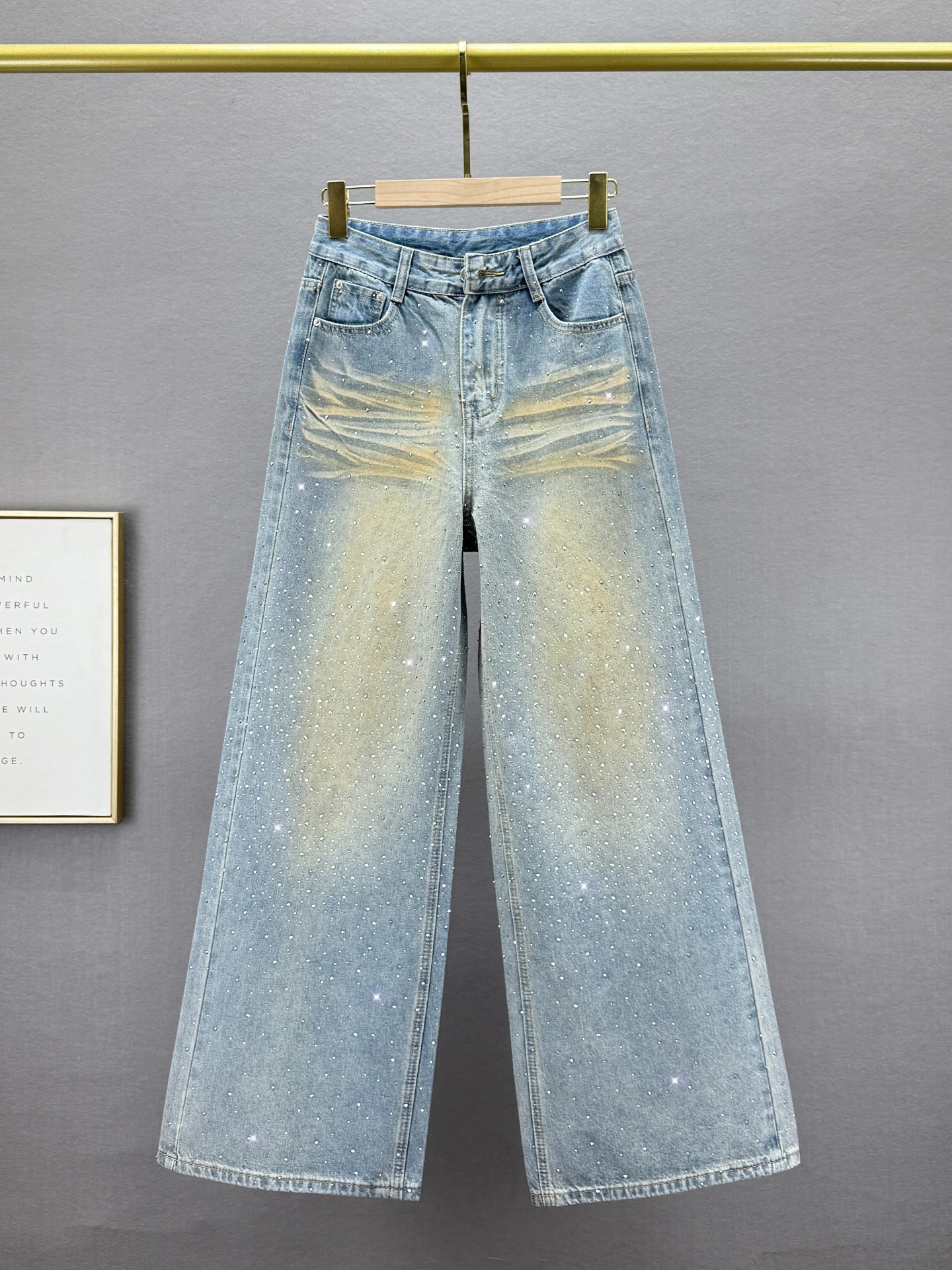 

Trendy High Waist Wide Leg Jeans Women's Distred Elongated Loose Fitting Slimming Stand up Pants European Sle Denim