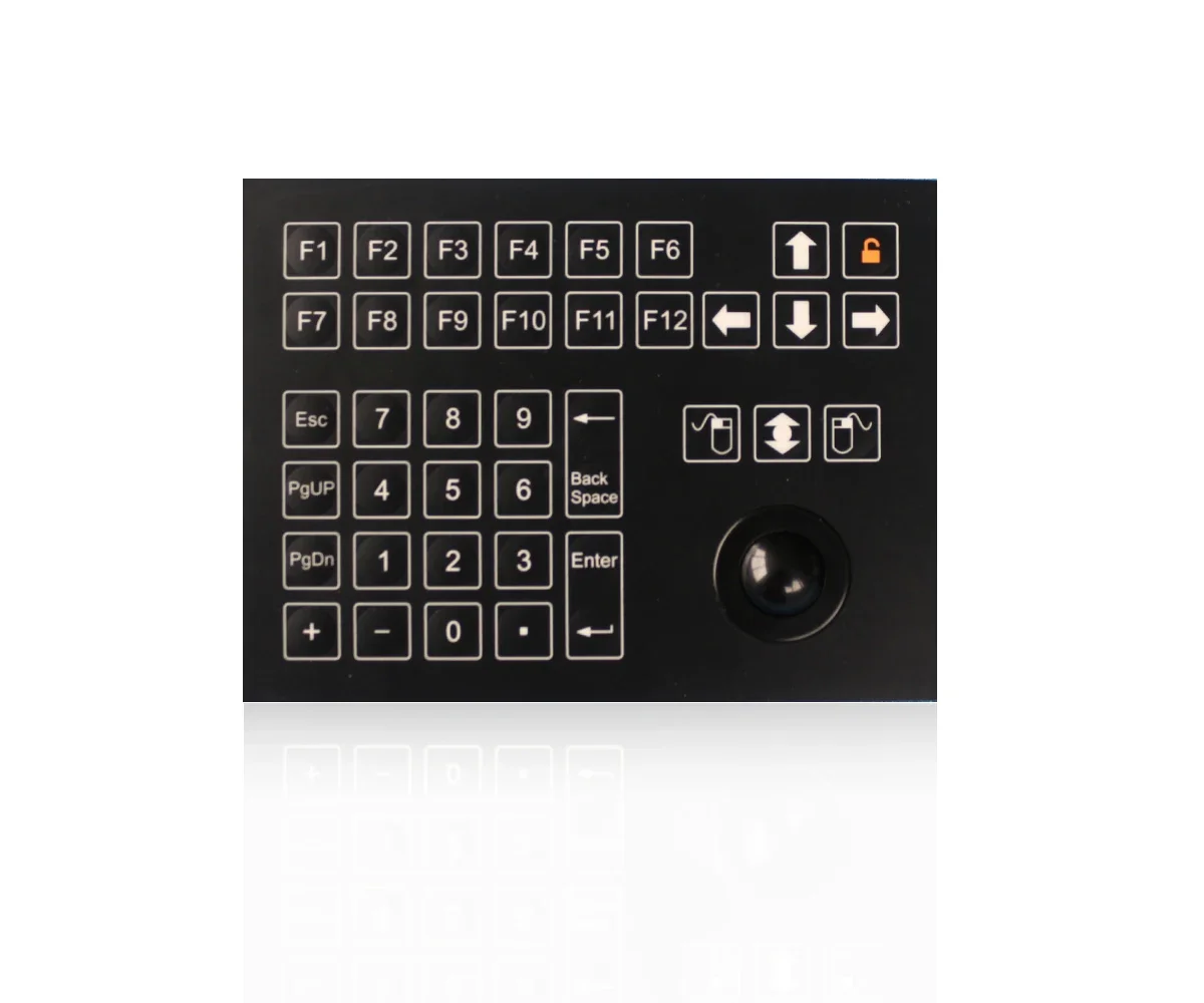 

38 Keys Panel Mount Access Control Industrial Fuel Dispenser Membrane Keypad Keyboard with 25mm Trackball