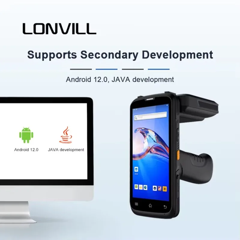 Leitor RFID de longo alcance OEM Android 12 portátil 5G 2D scanner de código de barras UHF RFID PDA robusto industrial