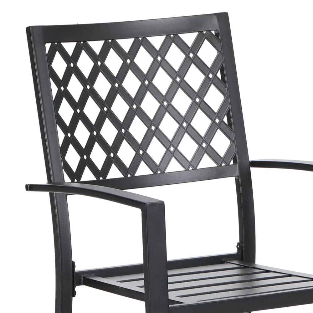 New Set of 2 Outdoor Patio Dining Chairs Modern Metal Armchairs Black Beach Chairs