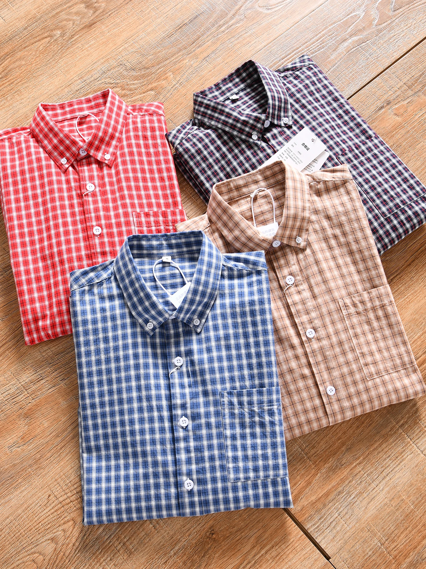 Men's Summer Breathable Long Sleeve Cotton Shirt Washed Pure Cotton Casual Style Standard Fit Grid Pattern Versatile Fashion