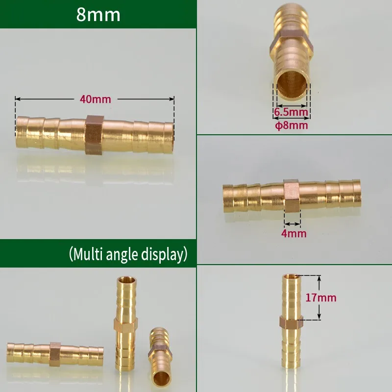 Brass Straight Hose Pipe Fitting Equal Barb Gas Copper Barbed Coupler Connector Adapter Reducing joint 8mm 10mm 12mm 14mm 19mm