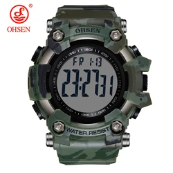 Ohsen Sport Watch Stopwatch Military Mens Digital camouflage strap Watches Waterproof Clock For Male reloj hombre 2024