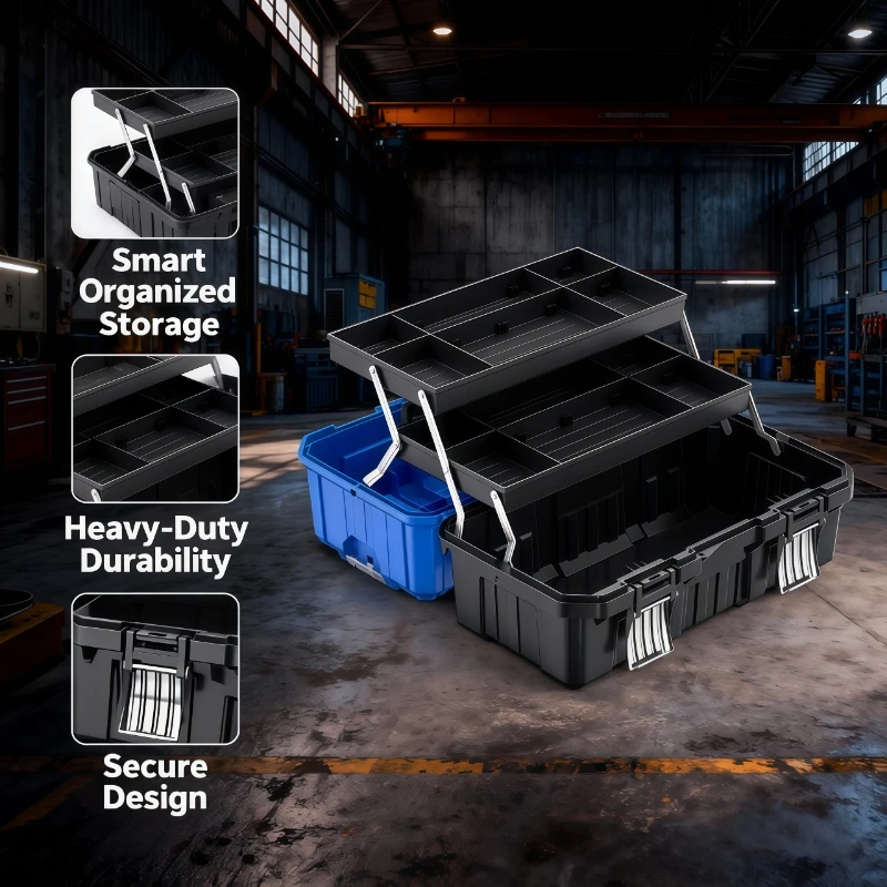 

Portable Heavy Duty Steel Toolbox Lockable Tool Organizer Garage Workshop Storage Mechanic Tool Case Durable Tool Box Organizer