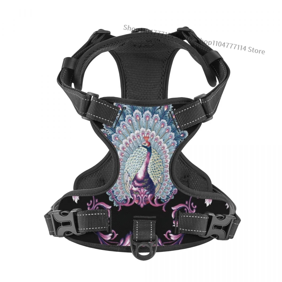 

Роскошная шлейка для кошек и собак в стиле барокко с изображением павлина, мягкая сетчатая ткань внутри, регулируемая шлейка