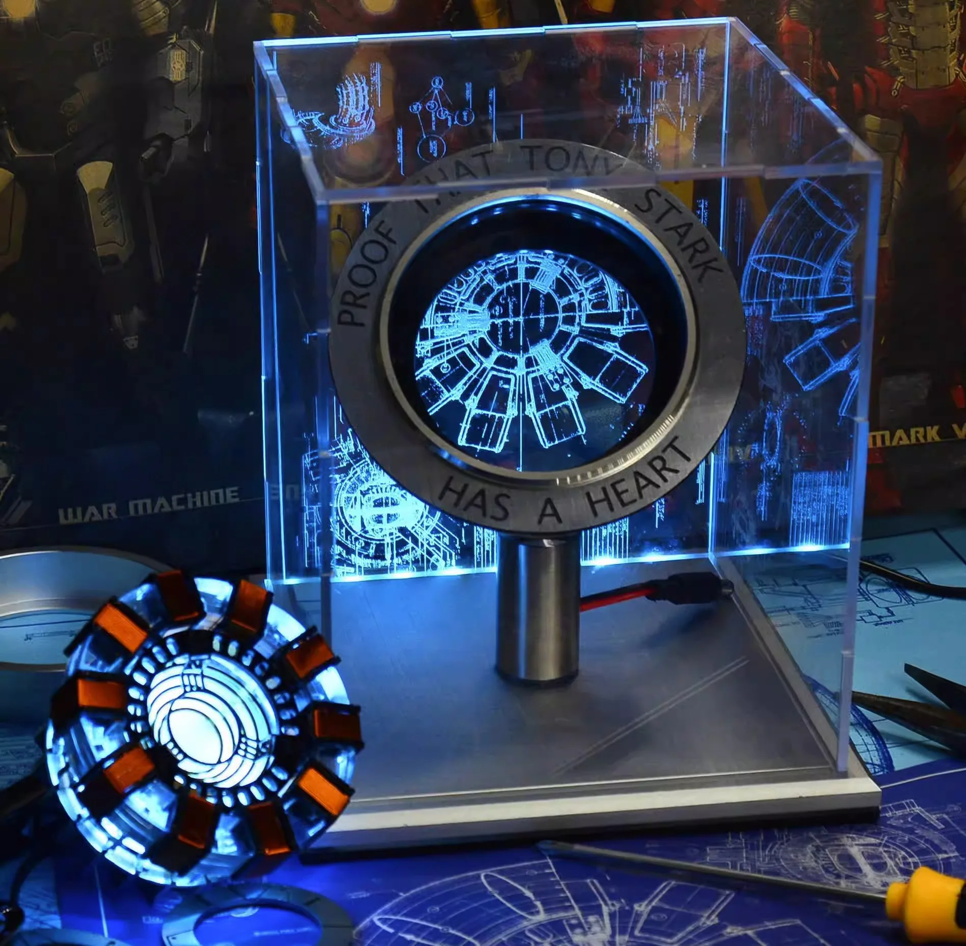 

Iron Man Mk1 Mk2 Arc Reactor Tony Stark'S Heart Avengers Mark Armor 1:1 Chest Light Desktop Ornament Anime Peripheral Toys