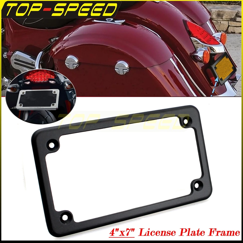 

Motorcycle 4"x7" License Plate Frame Registration Plate Holder For Honda Kawasaki Yamaha Suzuki Harley Ducati BMW Indian Victory
