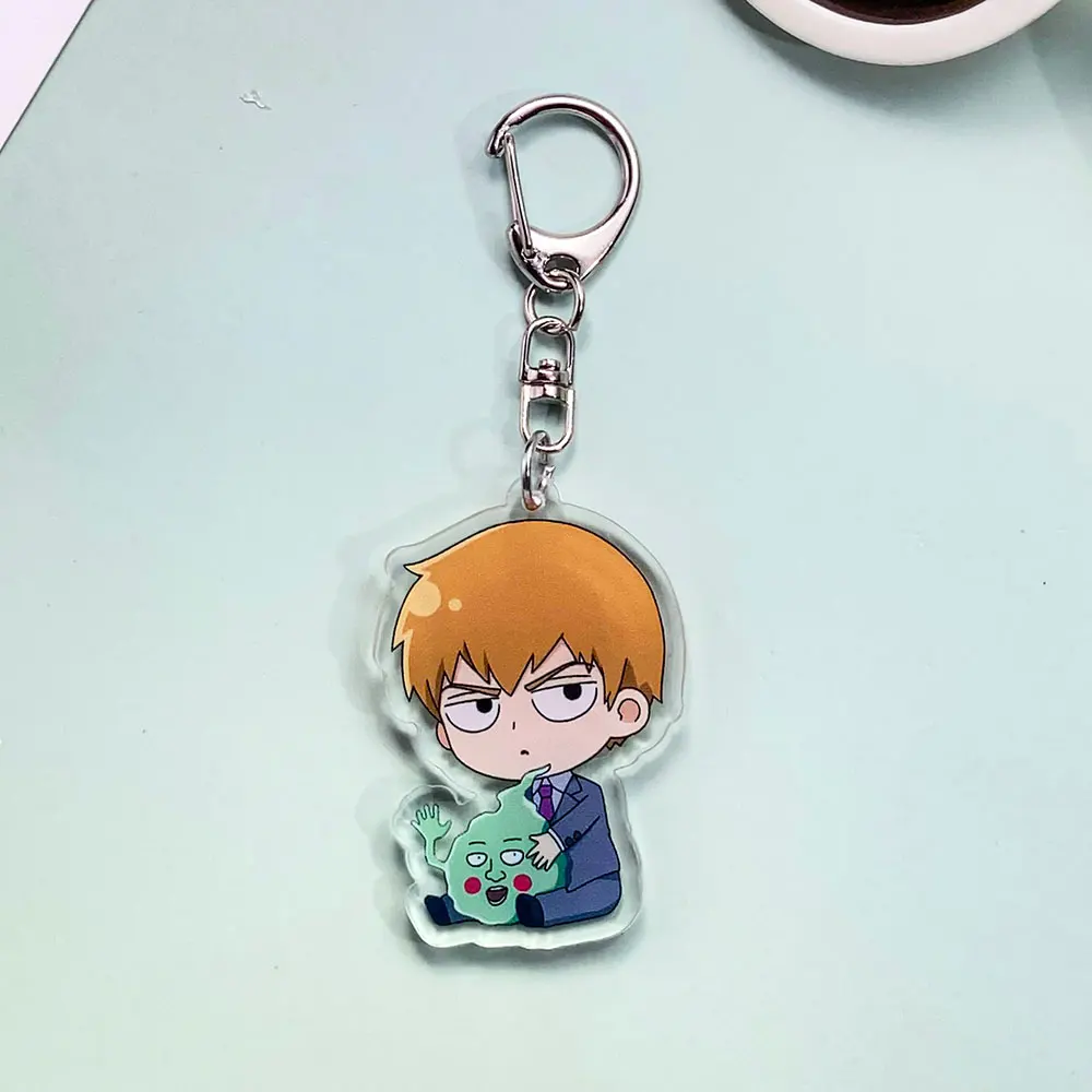 شخصيات أنيمي الغوغاء النفسي 100 الاكريليك سيارة المفاتيح اكسسوارات Kawaii حقيبة Charms ظهره قلادة حلقة رئيسية هدايا للأصدقاء