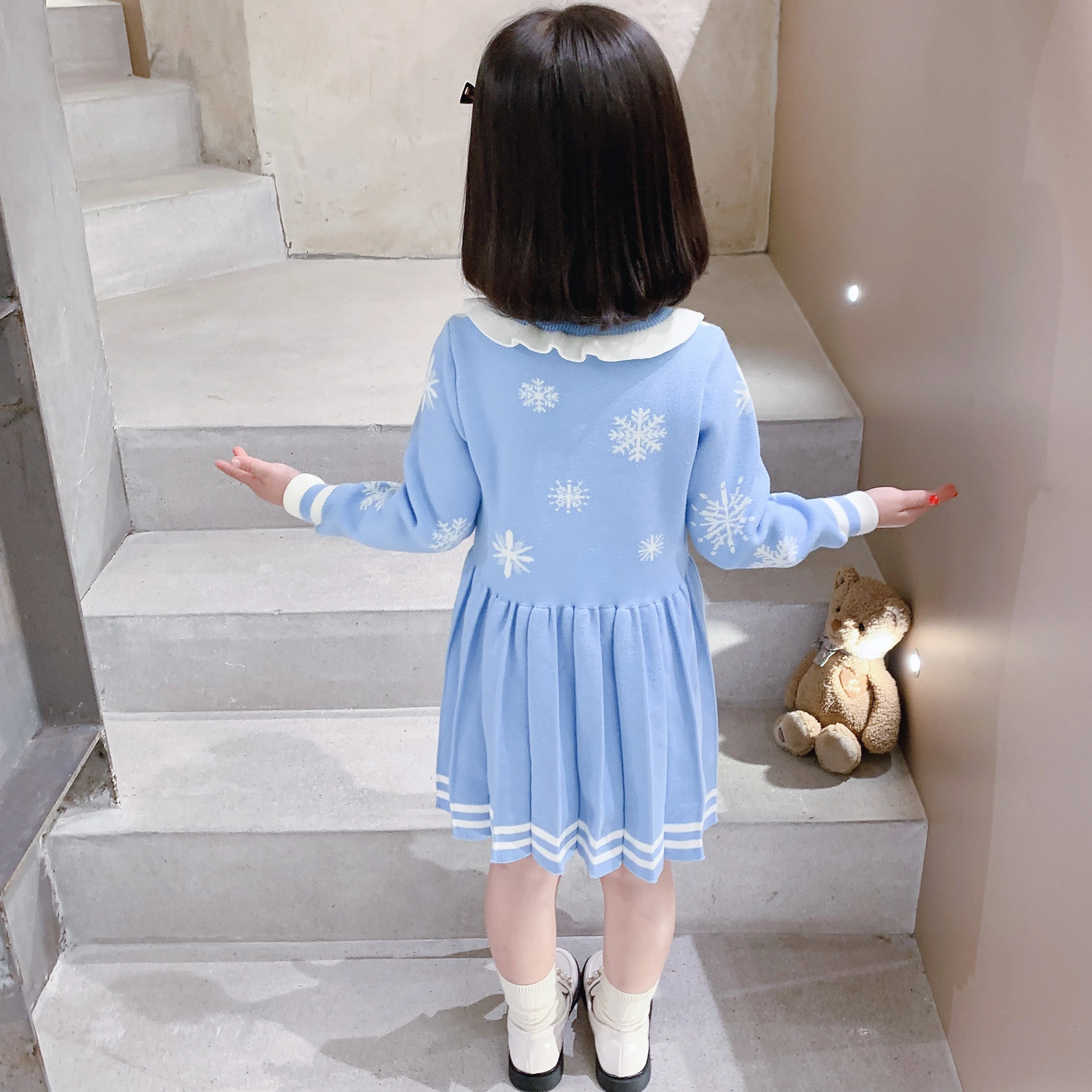 فستان الأميرة للفتيات بأكمام طويلة ورقبة دائرية مزين بفيونكة للربيع والخريف فستان فضفاض ناعم عصري لطيف يناسب الجميع