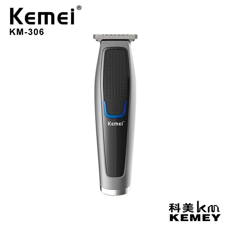 Kemei KM-306 tagliacapelli batteria al litio ricarica USB lama in acciaio al carbonio ABS testa di olio tagliacapelli push clipper