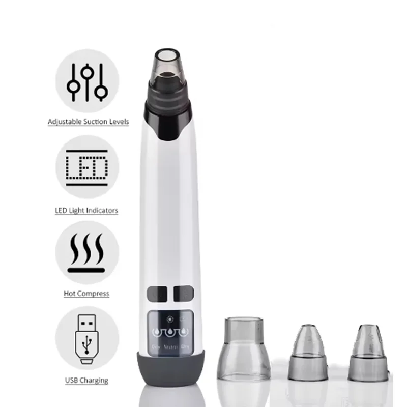 【Coupon!】Hot Compress Blackhead Remover Vacuum Suction Acne Electric Nose Face Deep Cleansing Skin Care Device
