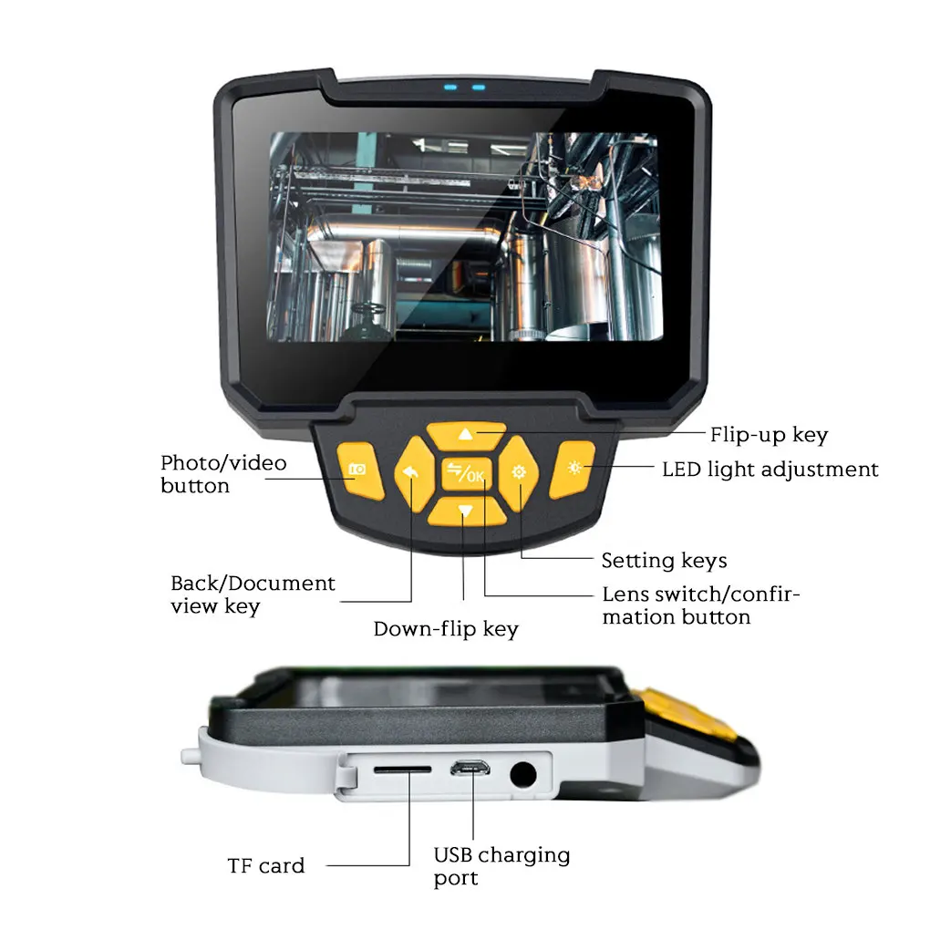 كاميرا بالمنظار المحمولة بعدسة مزدوجة 4.3 بوصة HD LCD منظار فحص مقاوم للماء 1 متر 5 متر 10 متر مع بطاقة TF 32 جيجابايت #4
