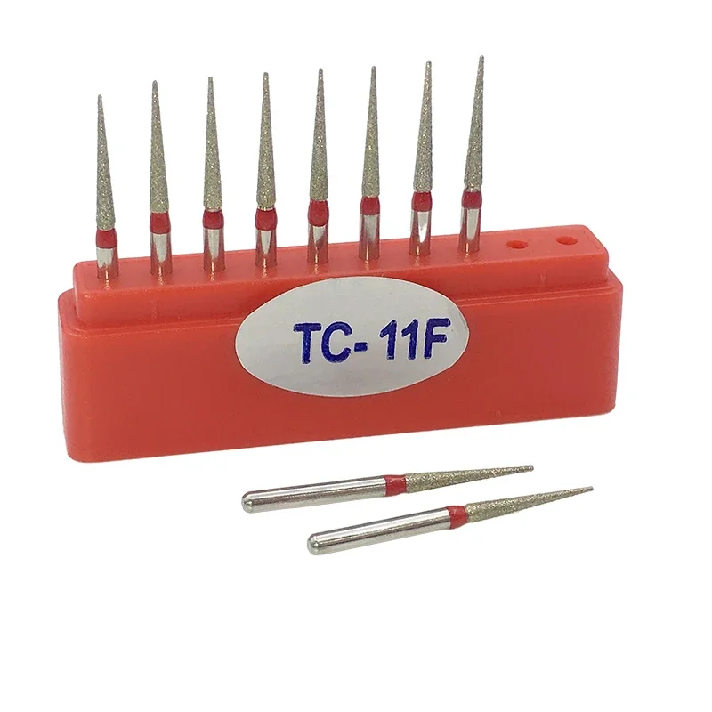 10pcs/Box Dental Diamond Burs Drill Dia-burs for High Speed Handpiece Polishing Tools TC-11F TC-11