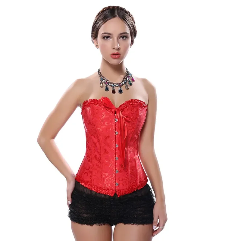 Steampunk Gothic Corsets Sexy Women's Plus Size Corsets and Bustiers Overbust Gothic Strapless Brocade Corselet Clothing view 4