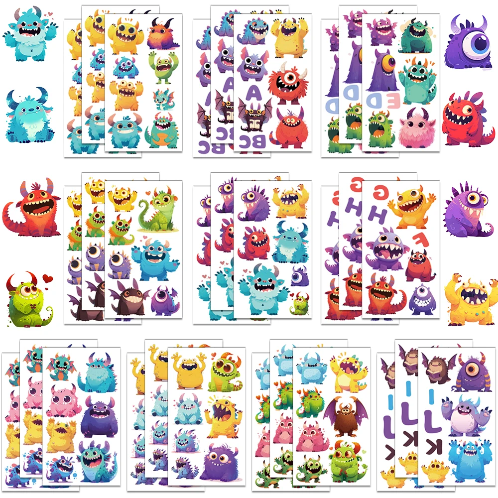 Autocollants de tatouage monstre créatifs, 10 pièces, simples, imperméables, durables, cadeaux main arrière, autocollants de fête, décoration