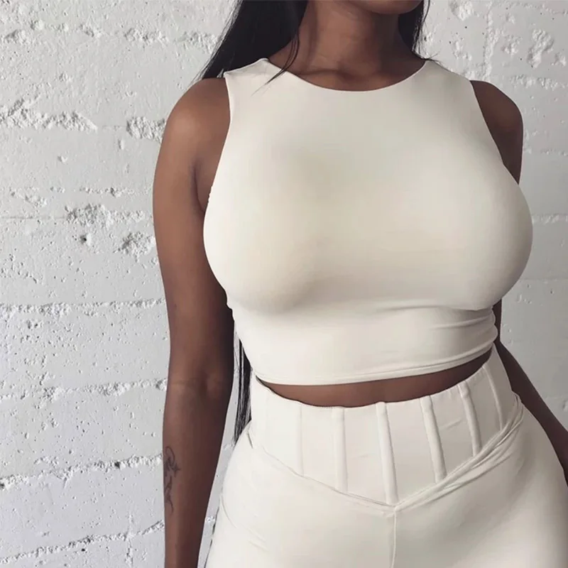 

Летняя модная женская приталенная майка без рукавов с круглым вырезом, двойной нейлон, 6 цветов, доступна для модных женских топов хорошего качества