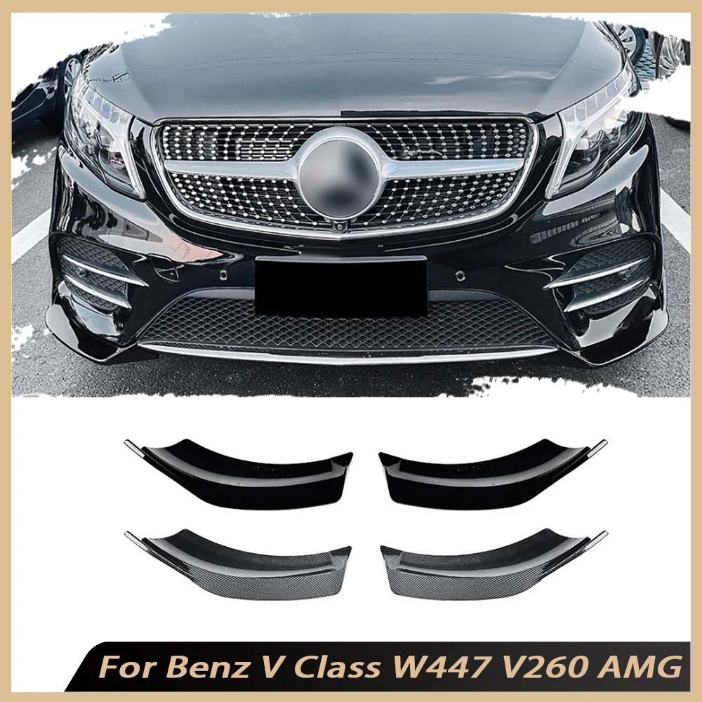 

ABS Material Front Bumper Splitters Spoiler Car Accessories for Benz V Class W447 V260 AMG 2018-2023 Front Bumper Flaps Apron