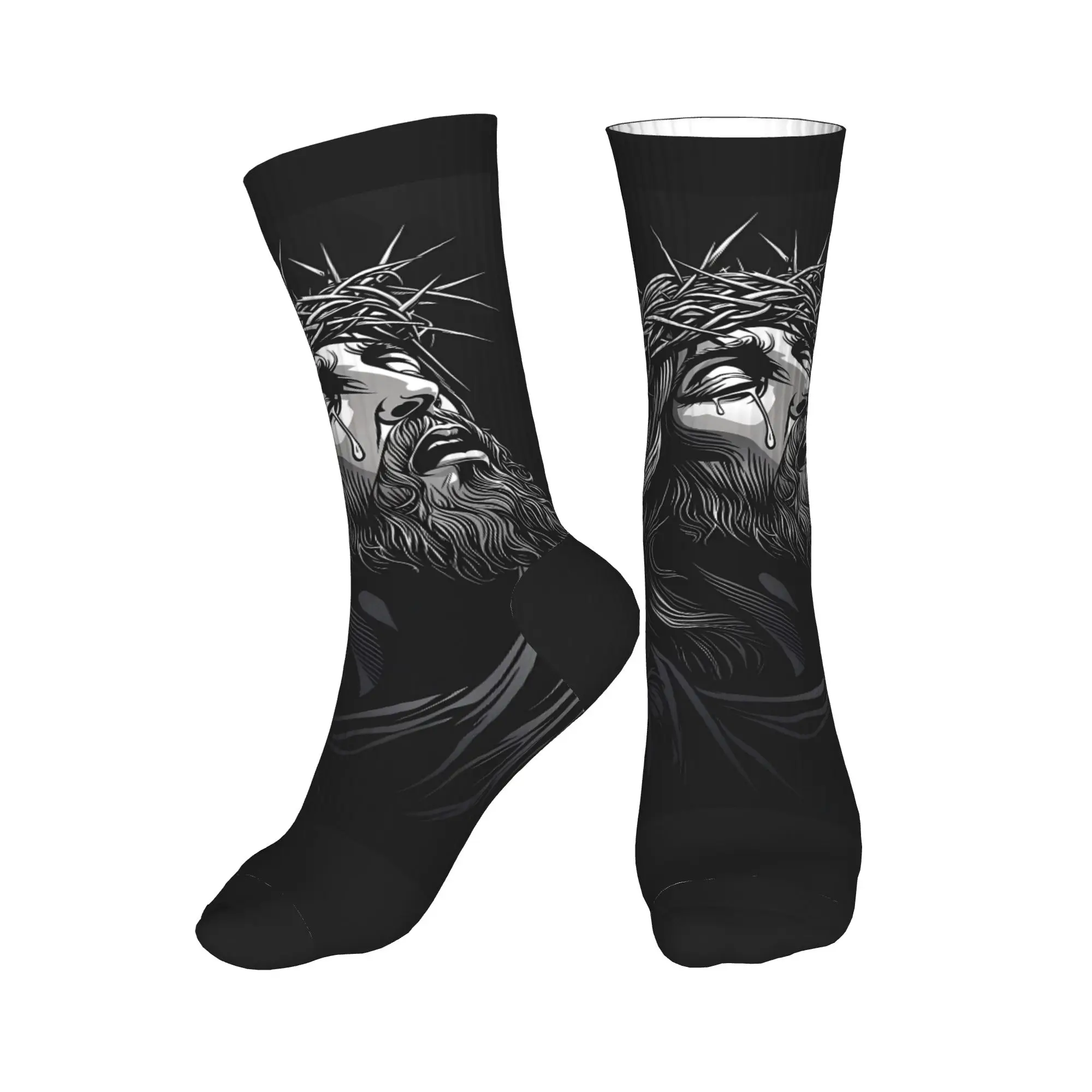 Носки с плакатом «Иисус Христос Корона шипов», повседневные чулки, удобные носки для пары, зимние антибактериальные носки с графическим рисунком