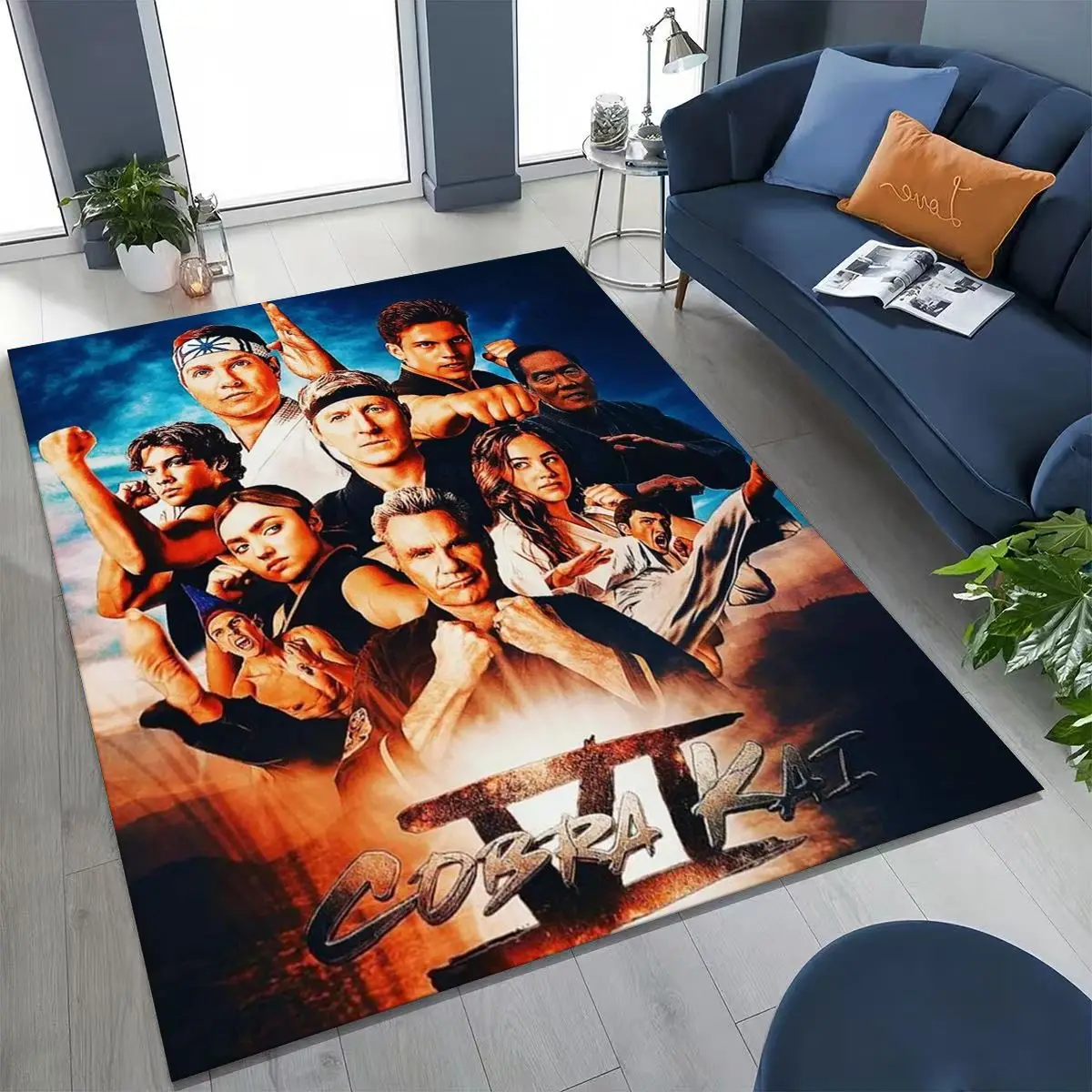 

3D Cobra Kai Karate Daniel LaRusso Johnny Art Rug for Bedroom Living Room Sofa Home Doormat Decor, Large Kids Non-slip Floor Mat