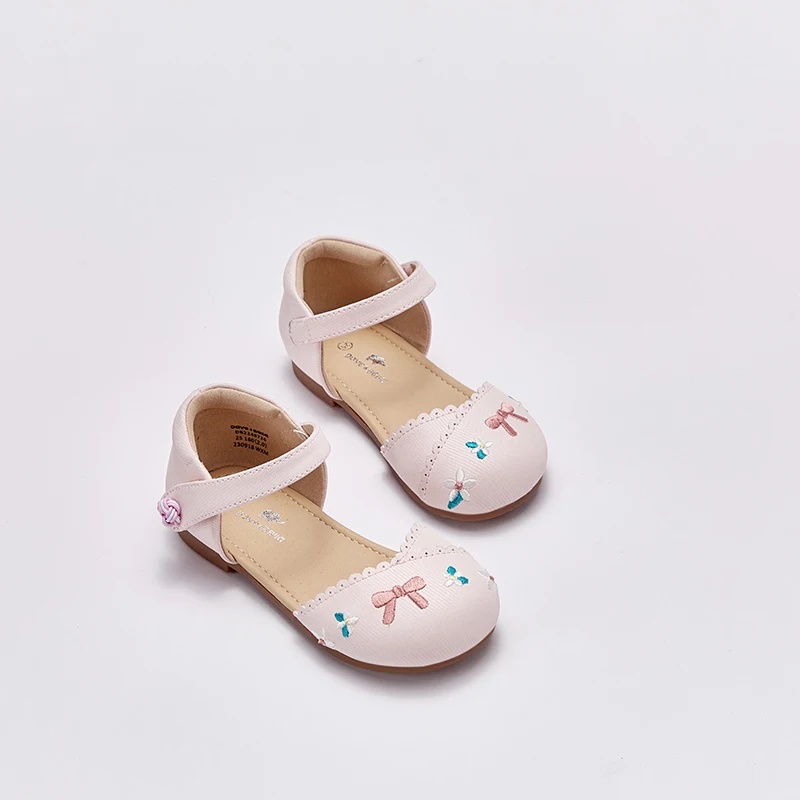Dave Bella Girls Pink Leather Shoes Summer New Fashion Children\'s Comfortable Shoes Crystal Kid Girls Leather Shoes DB2248726