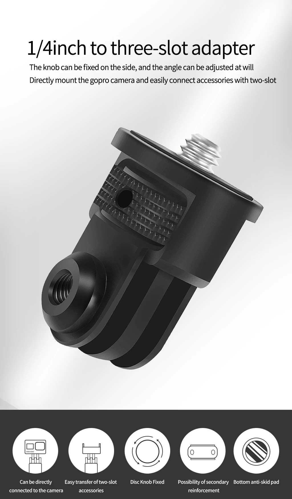 Aluminiumlegierung 1/4 Zoll Mini Stativadapter Halterung Basis für Gopro 13 12 11 10 für Insta360 X5 X4 X3 X2 für DJI Osmo Action Kamera – Detail 1