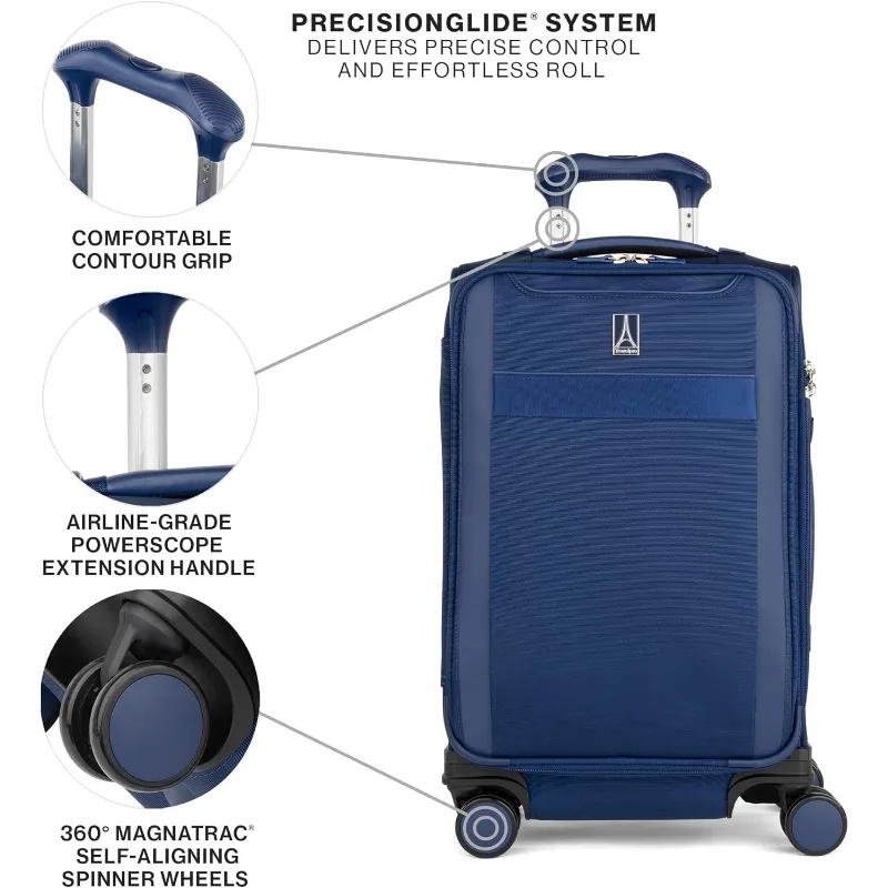 Lightweight Softside Expandable Carry on Luggage, 8 Spinner Suitcase, TSA Lock, Men and Women, Carry On 21-Inch, Estate Blue