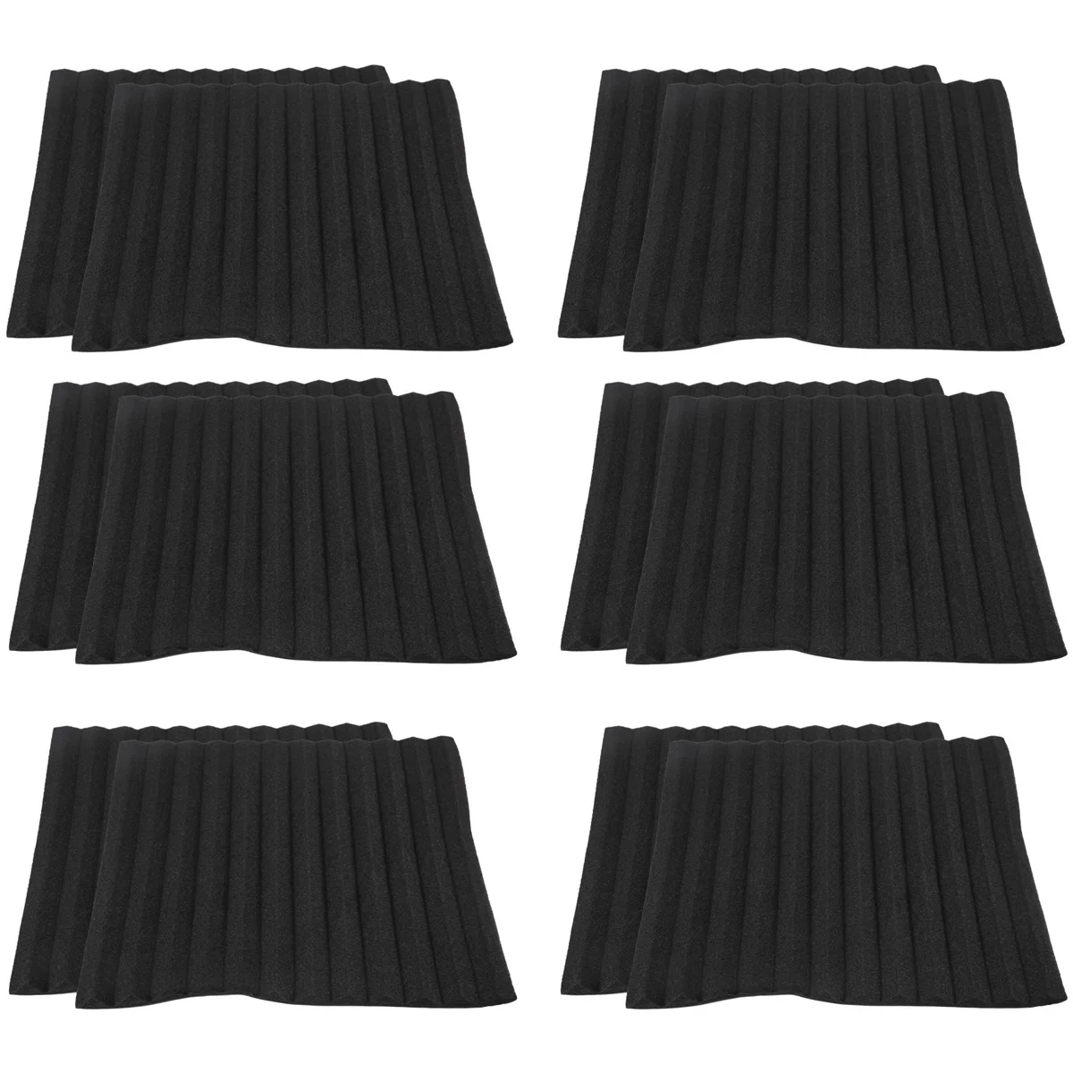 12 Pcs Black Acoustic Panels Soundproofing Foam Acoustic Tiles Studio Foam Sound Wedges 2.5 x 30 x 30cm