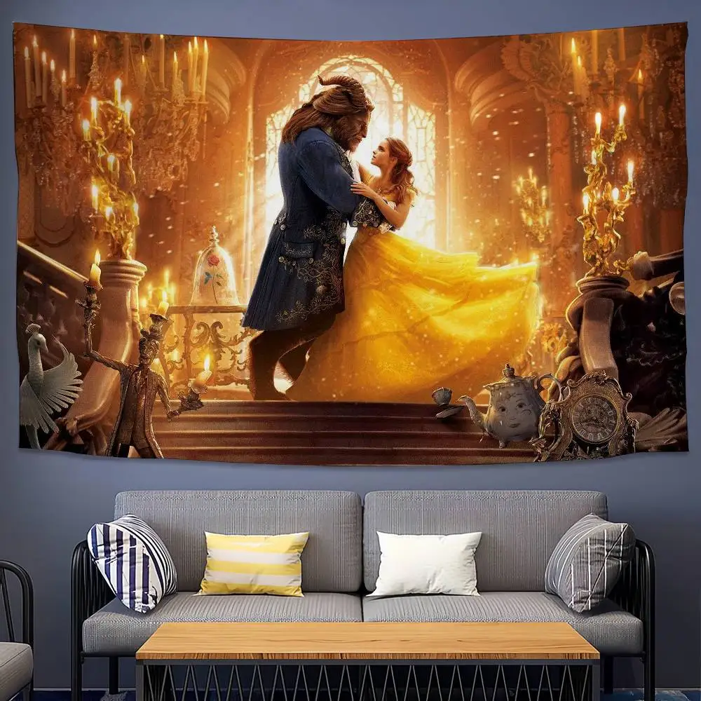 Película-Beauty Beast tapiz decoración dormitorio fondo tela vacaciones fiesta en casa sala de estar Club tela