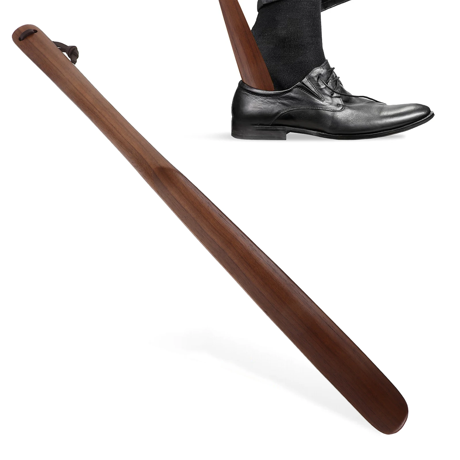 

50CM Wooden Shoe Horn Long Handle Shoehorn Tool Bamboo Helper Stick Durable Travel Lightweight Storage Strap