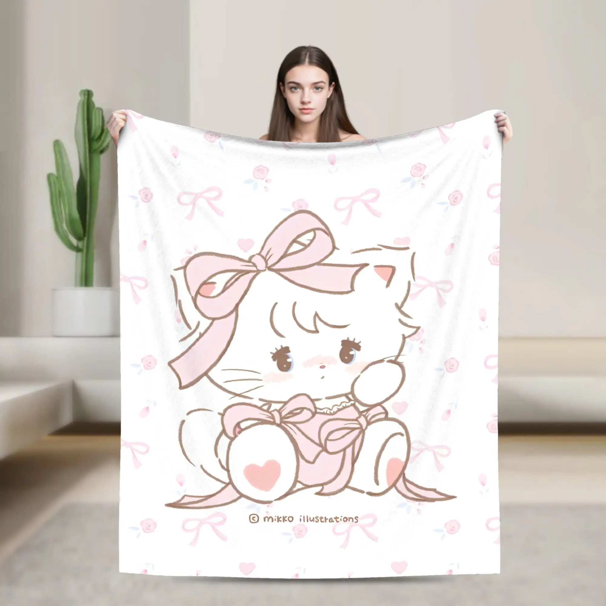 Mikkos Mousse Flannel Blankets Creative Throw Blankets for  Sofa Bedding Lounge 150*125cm Quilt,