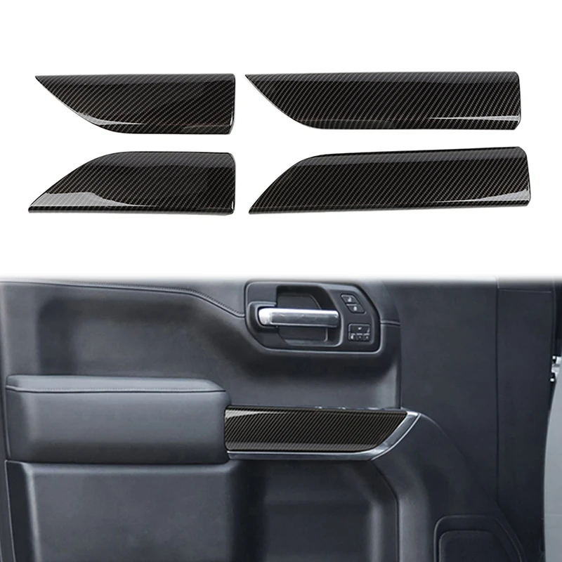 

Car Indoor Panel Decoration Cover Trim for Chevrolet Silverado GMC-SIERRA 2019-2022 4PCS Carbon Fiber Look Interior Accessories