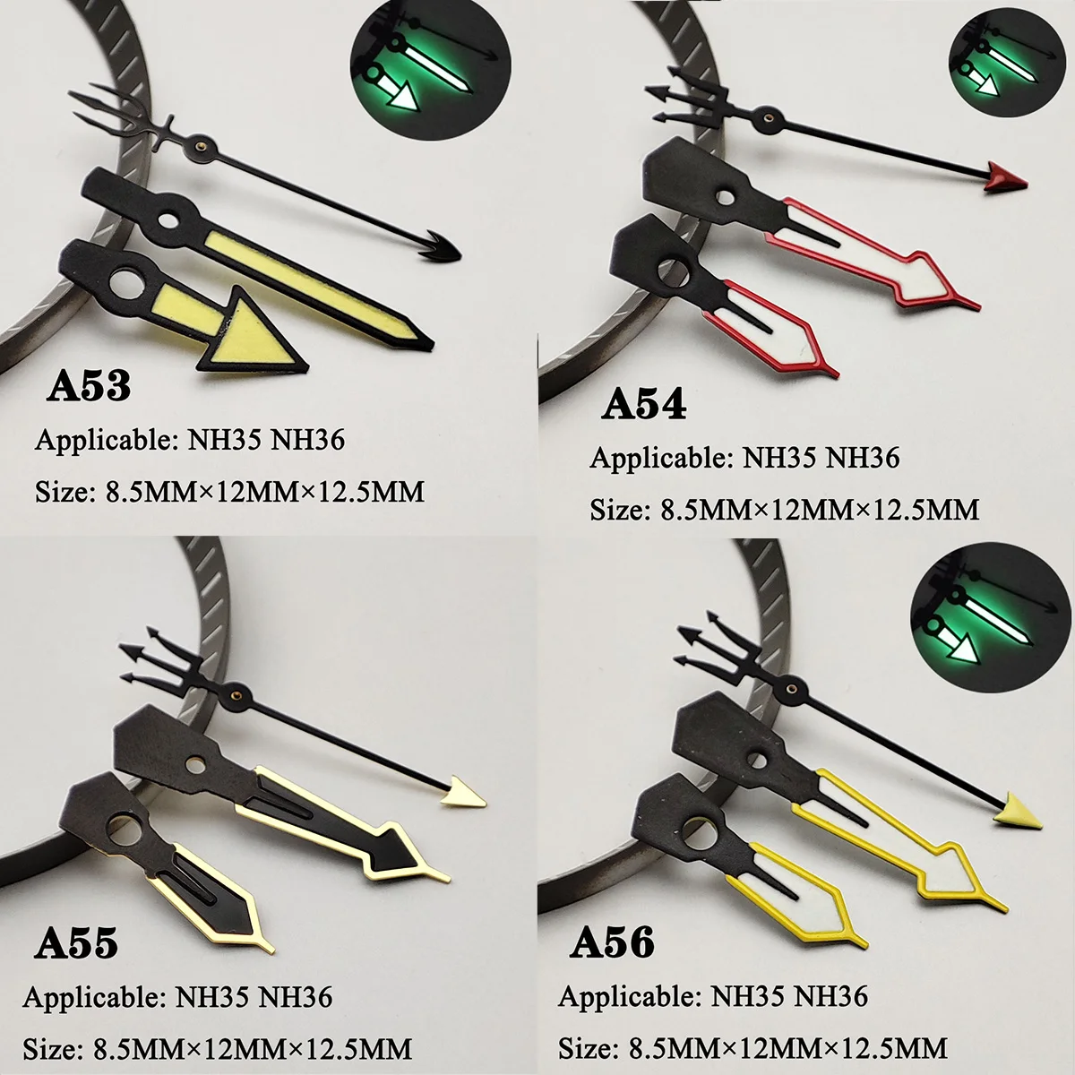 Verde luminoso NH35 hands NH36 hands pointer Silver needle Watch accessori adatti per nh35 Second Hands nh36 movement 02