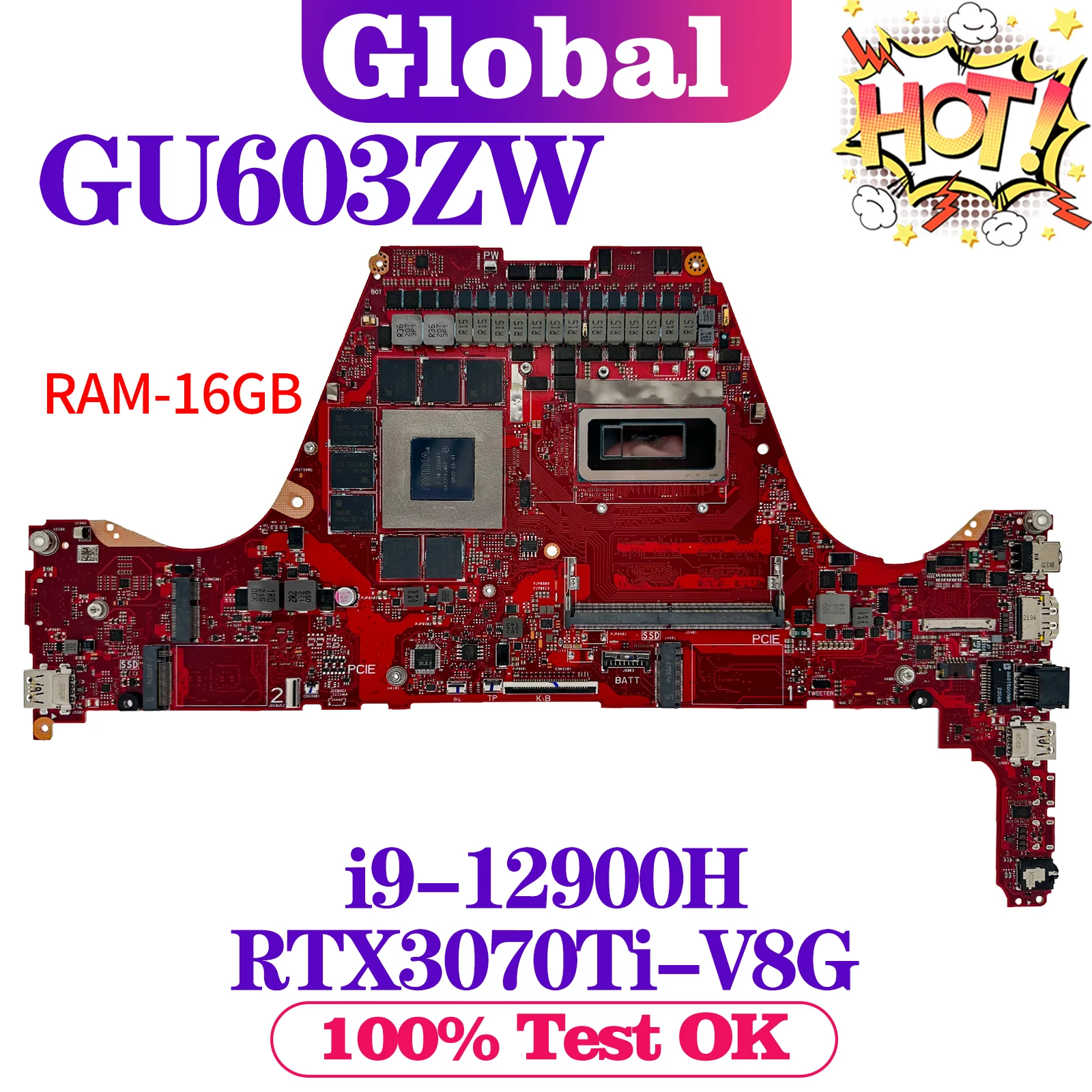 

KEFU GU603Z Mainboard For ASUS GU603ZW GU603ZX GU603ZM Laptop Motherboard i9-12900H RTX3070Ti RTX3080Ti RTX3060 RAM-8GB/16GB