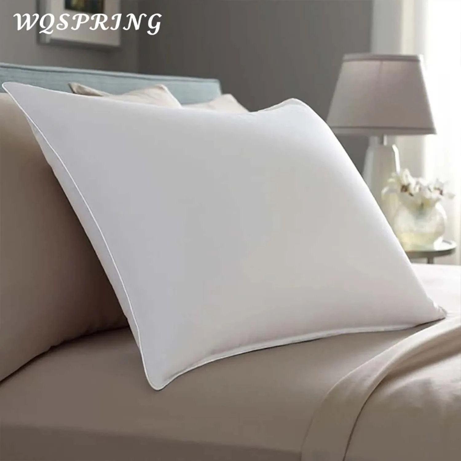 WQSPRING-almohada de algodón 100% para dormitorio, cama, sueño, almohada Cervical, silla de plumas, cojín para respaldo de sofá, almohada para cama