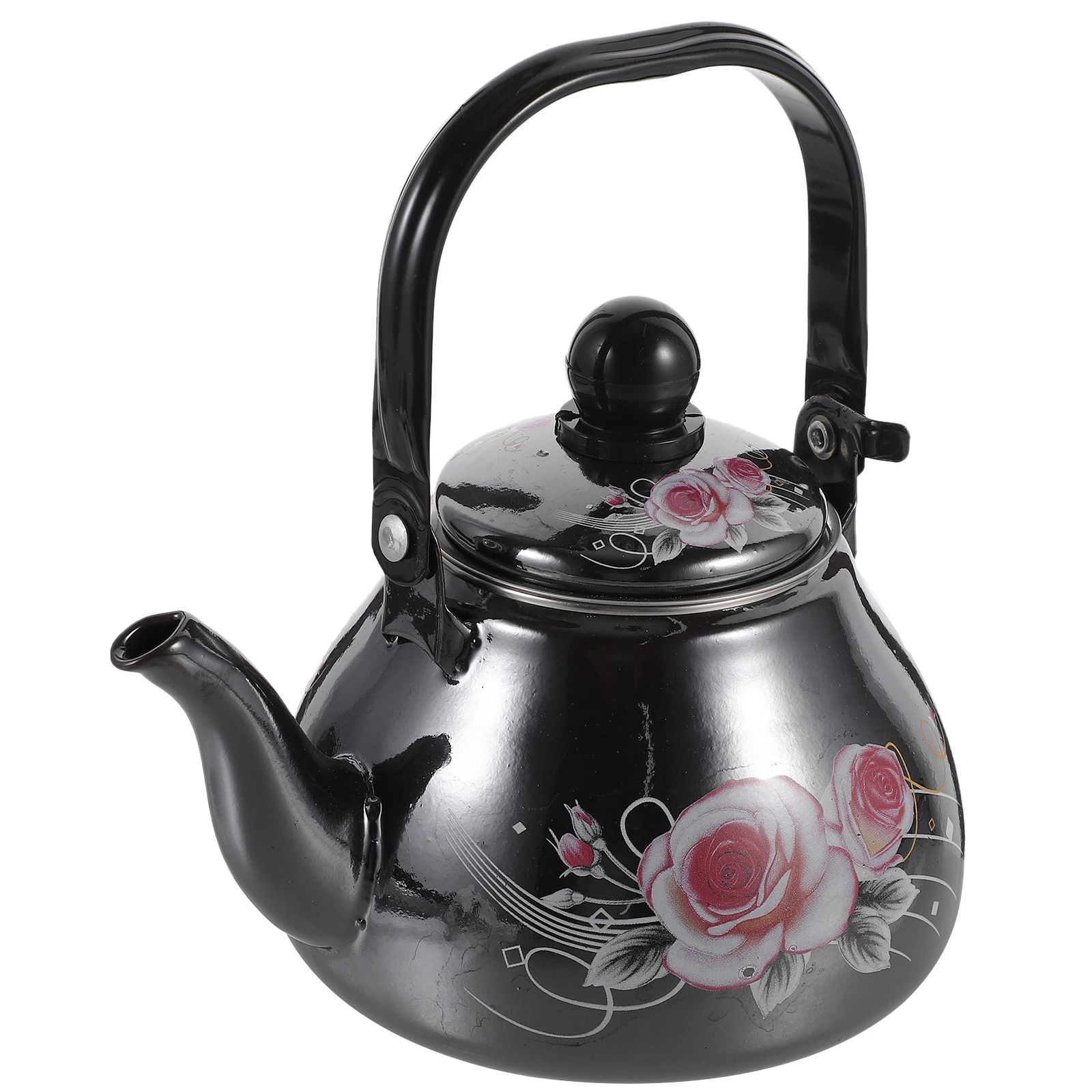 

Retro Enamel Kettle 1L Large Floral with Strainer Retro Enamel Kettle for Stovetop Induction Gas Kitchen Teapot