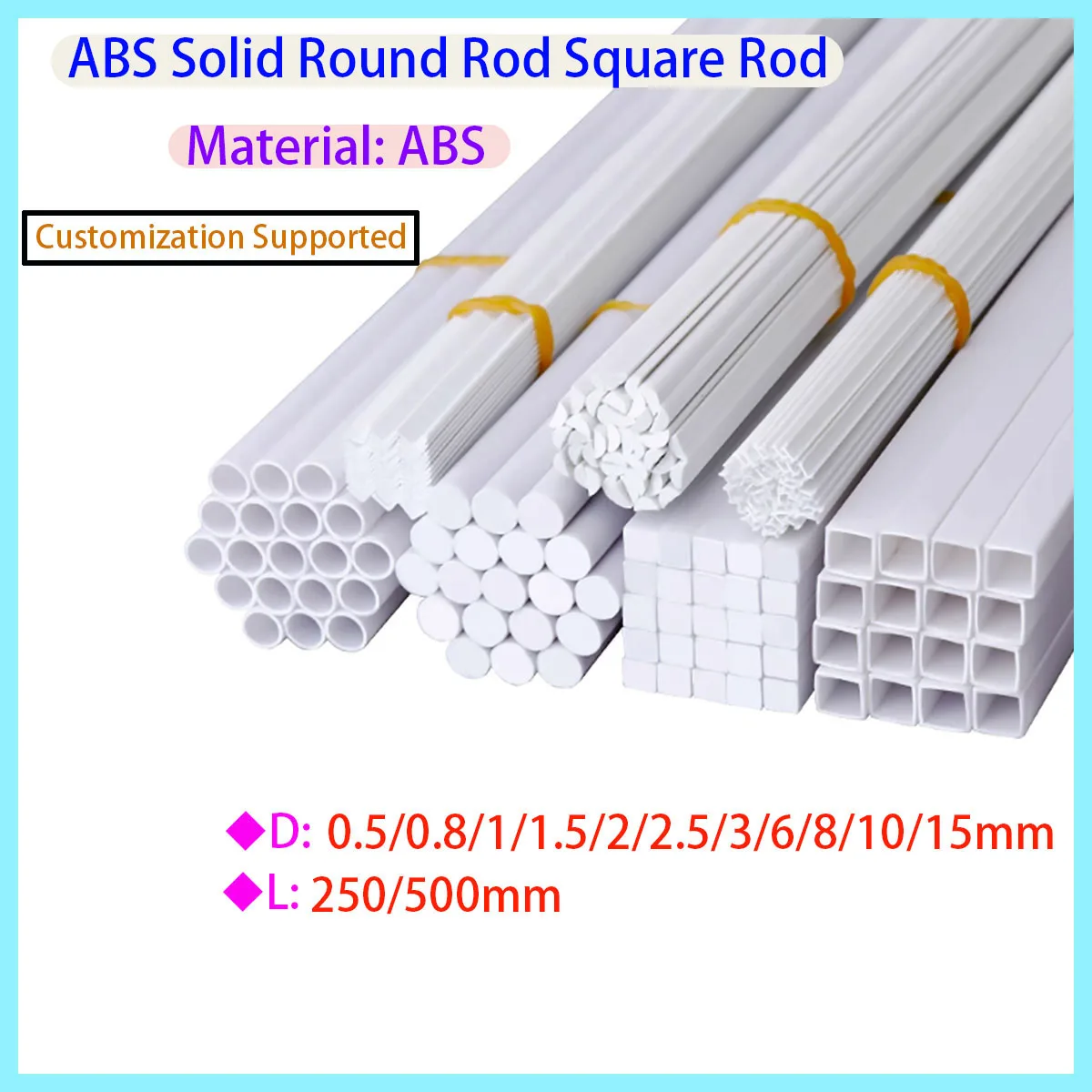 

ABS Plastic Stick Model Making Sand Table Terrain Railway Landscape Handmade Material 50cm Hollow Square Tube
