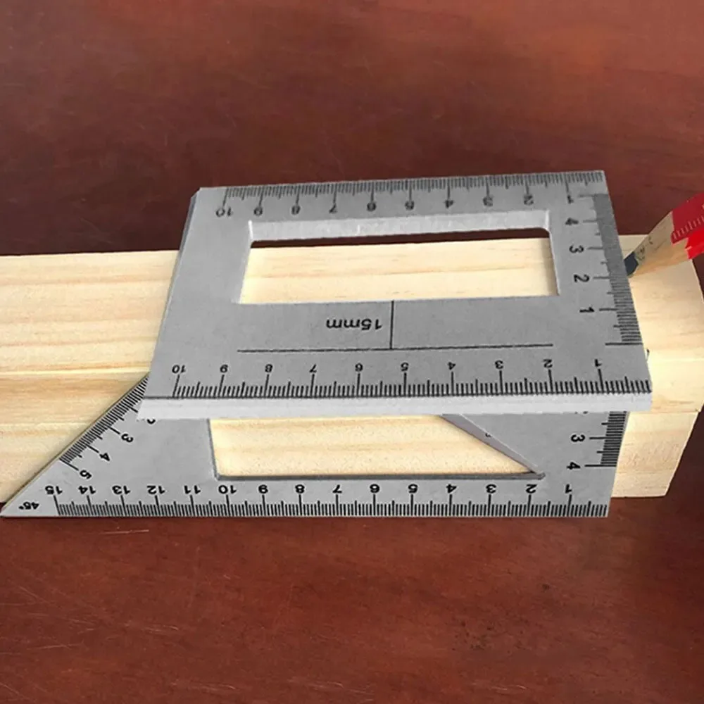 Aluminum Stainless Steel Multifunctional 45 90 Degree High Hardness T-type Woodworking Ruler, Woodworking Scribe Marker