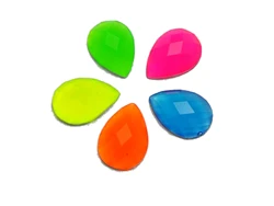 100 Mixed Neon Color Flatback Acrylic Teardrop Rhinestone Gems 10X14mm No Hole
