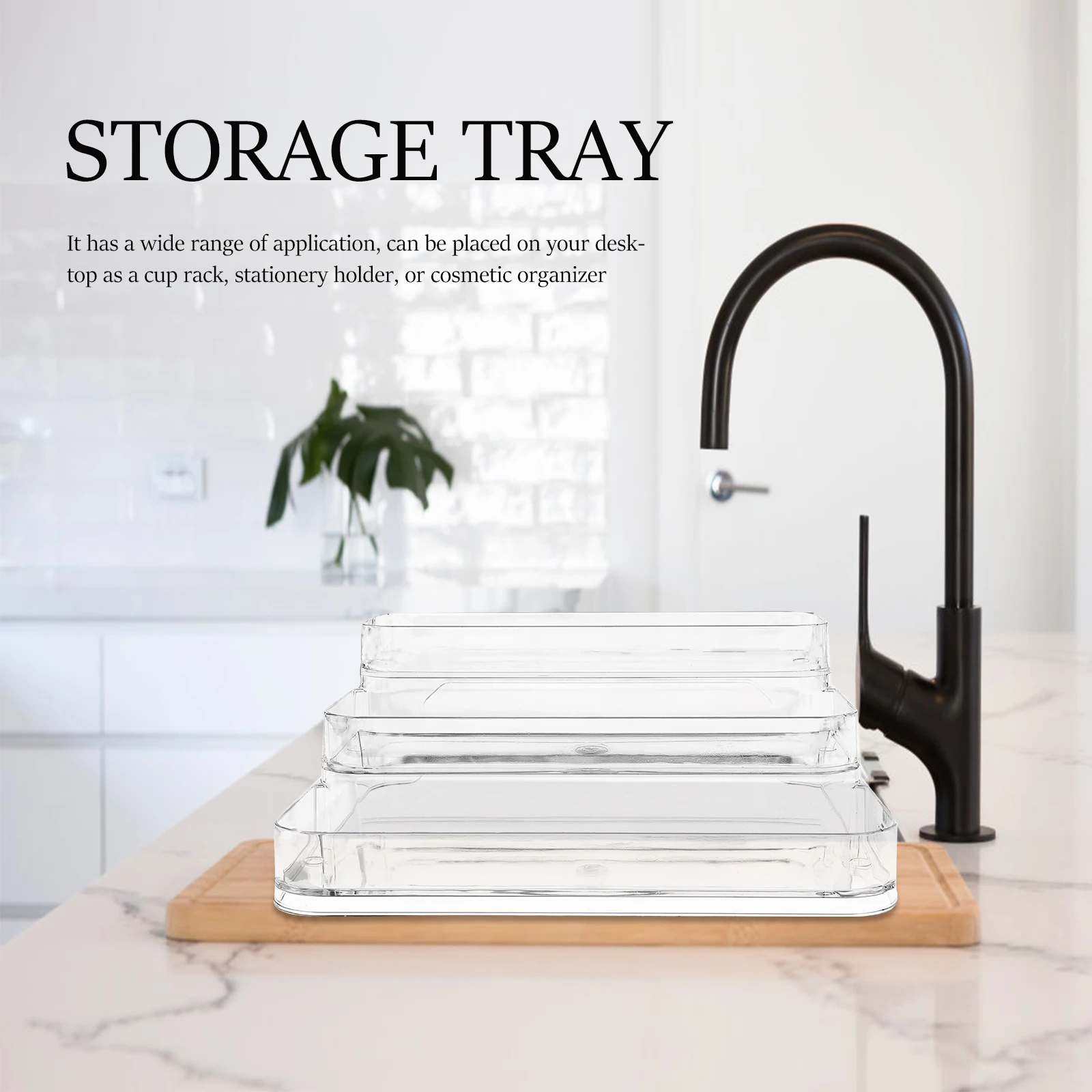 

Acrylic Storage 3-tier Tray Desk Cup Holder Multi-purpose Rack Bedroom Multi-Purpose Storage Rack Office Table Shelf