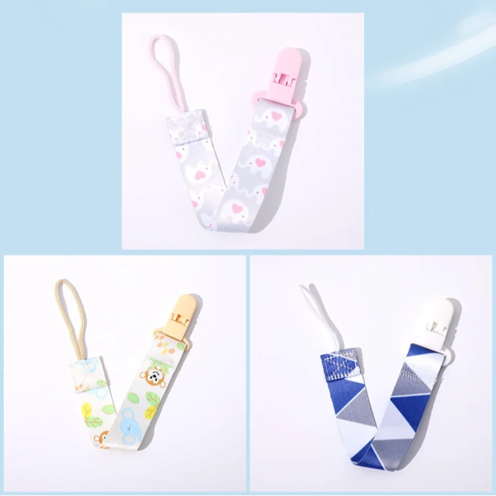Cute Cartoon Pacifier Clips Ribbon Anti-drop Buckle Strap Dummy Clip Adjustable Fixed Button Soother Holder