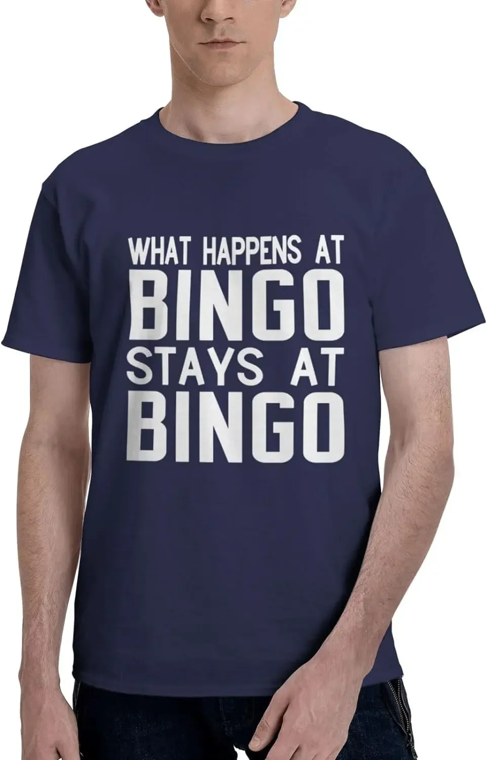 Adult Unisex Short Sleeve T-Shirt Classic Fit Crew Neck Soft and Comfy What Happens at Bingo Stays at Bingo 1