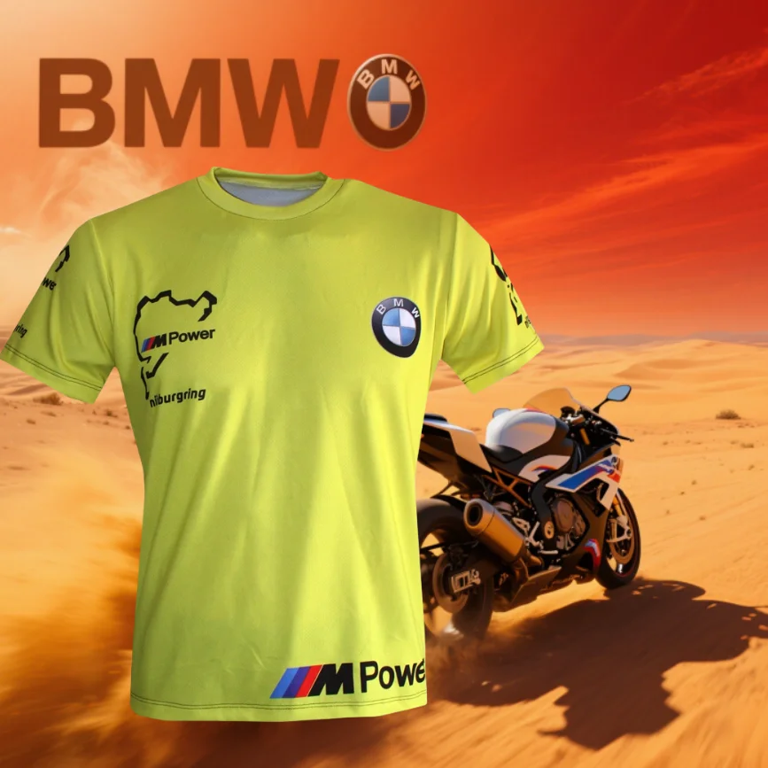 

Лето 2022, мужская футболка BMW Nürburgring Motorcycle Racing, брендовая мужская футболка с коротким рукавом, быстросохнущая, удобная, дышащая, повседневная