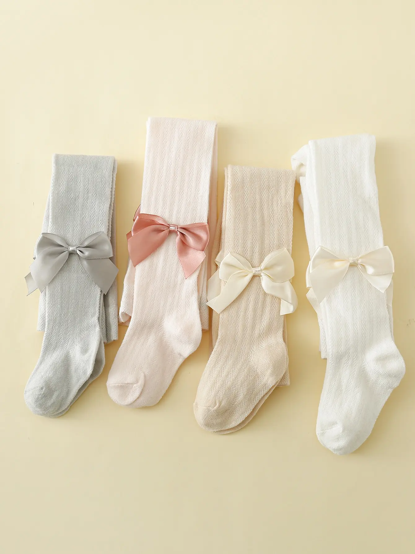 4pairs Toddler Girls Bow Decor Tights