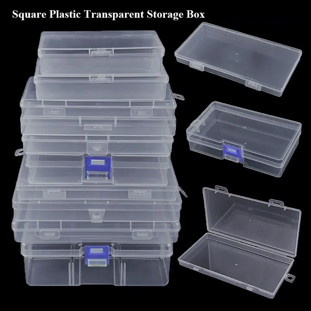 Square Plastic Transparent Storage Box Jewelry Beads Container Power Tools Accessories Box Small Items Sundries Organizer Case