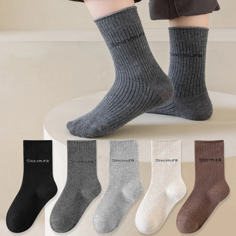 5Pairs/lot Children's Socks Spring Autumn Casual Soft Kids Letters Socks For Girls Boys Student Fashion Sport Boys Child Sock